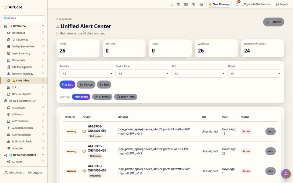 AirCore Windows Alerts