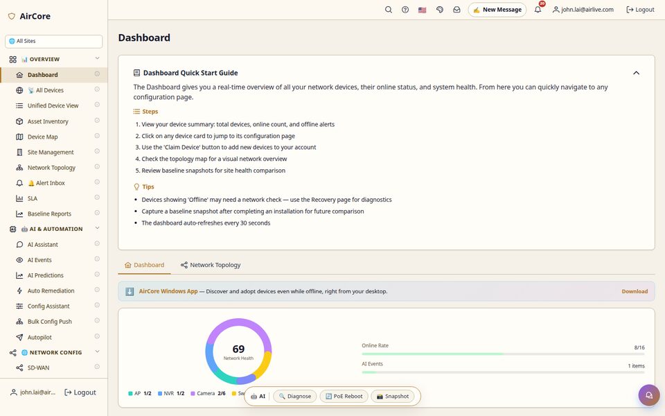 AirCore Windows Dashboard